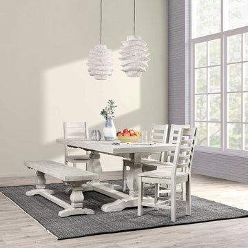 Caleb Distressed Ivory Dining Table - Ornate Home