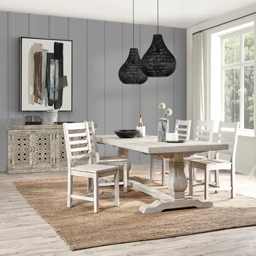 Caleb Distressed Ivory Rectangular Dining Table - Ornate Home