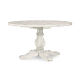 Caleb Distressed Ivory Round Dining Table - Ornate Home
