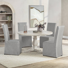 Caleb Distressed Ivory Round Dining Table - Ornate Home