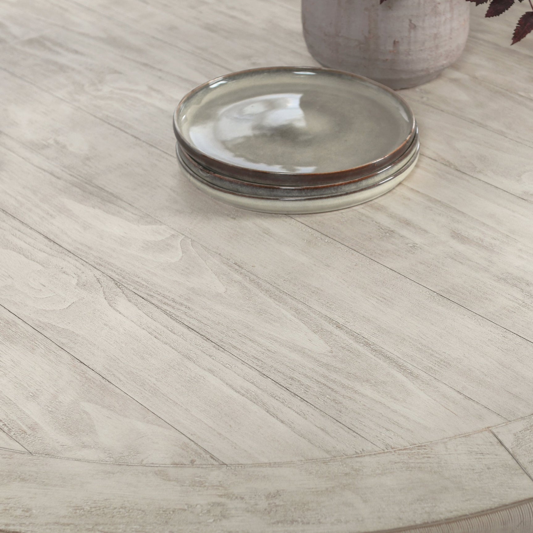Caleb Distressed Ivory Round Dining Table - Ornate Home