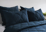 Caleb Hand Stitched Midnight Blue Quilt - Ornate Home