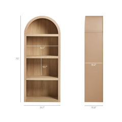 Caleb Tan 4 Arched Display Shelf Bookcase - Ornate Home