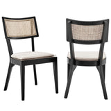 Caledonia Black/Beige Fabric Upholstered Wood Dining Chair (Set of 2) - Ornate Home