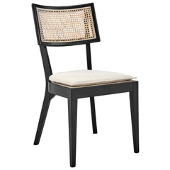Caledonia Black/Beige Fabric Upholstered Wood Dining Chair (Set of 2) - Ornate Home