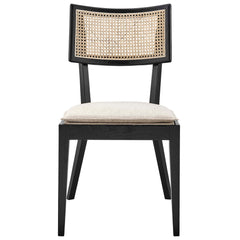 Caledonia Black/Beige Fabric Upholstered Wood Dining Chair (Set of 2) - Ornate Home