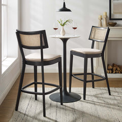 Caledonia Black/Beige Wood Bar Stools (Set of 2) - Ornate Home