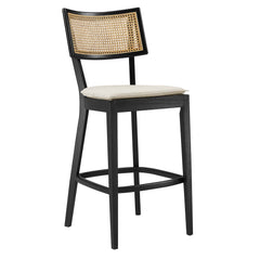Caledonia Black/Beige Wood Bar Stools (Set of 2) - Ornate Home