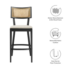 Caledonia Black/Beige Wood Bar Stools (Set of 2) - Ornate Home
