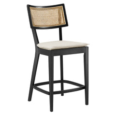 Caledonia Black/Beige Wood Counter Stools (Set of 2) - Ornate Home