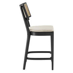 Caledonia Black/Beige Wood Counter Stools (Set of 2) - Ornate Home