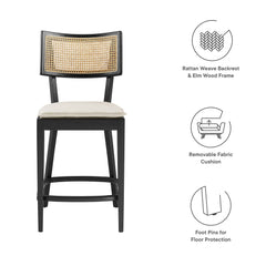 Caledonia Black/Beige Wood Counter Stools (Set of 2) - Ornate Home