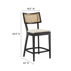 Caledonia Black/Beige Wood Counter Stools (Set of 2) - Ornate Home