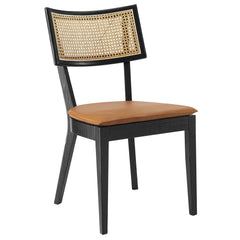 Caledonia Black/Tan Vegan Leather Upholstered Wood Dining Chairs (Set of 2) - Ornate Home