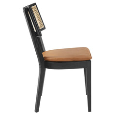 Caledonia Black/Tan Vegan Leather Upholstered Wood Dining Chairs (Set of 2) - Ornate Home