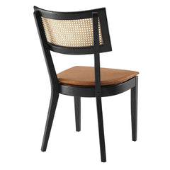 Caledonia Black/Tan Vegan Leather Upholstered Wood Dining Chairs (Set of 2) - Ornate Home