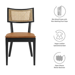 Caledonia Black/Tan Vegan Leather Upholstered Wood Dining Chairs (Set of 2) - Ornate Home