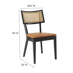Caledonia Black/Tan Vegan Leather Upholstered Wood Dining Chairs (Set of 2) - Ornate Home