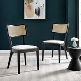 Caledonia Black/White Fabric Upholstered Wood Dining Chair (Set of 2) - Ornate Home