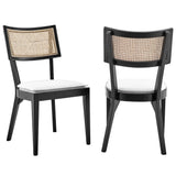 Caledonia Black/White Fabric Upholstered Wood Dining Chair (Set of 2) - Ornate Home