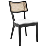 Caledonia Black/White Fabric Upholstered Wood Dining Chair (Set of 2) - Ornate Home