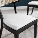 Caledonia Black/White Fabric Upholstered Wood Dining Chair (Set of 2) - Ornate Home