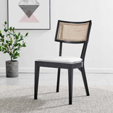 Caledonia Black/White Fabric Upholstered Wood Dining Chair (Set of 2) - Ornate Home