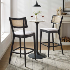 Caledonia Black/White Wood Bar Stools (Set of 2) - Ornate Home