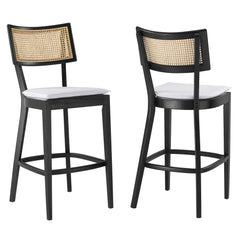 Caledonia Black/White Wood Bar Stools (Set of 2) - Ornate Home