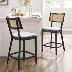 Caledonia Black/White Wood Counter Stools (Set of 2) - Ornate Home