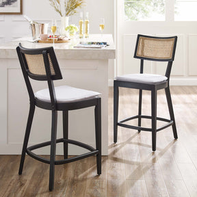 Caledonia Black/White Wood Counter Stools (Set of 2) - Ornate Home