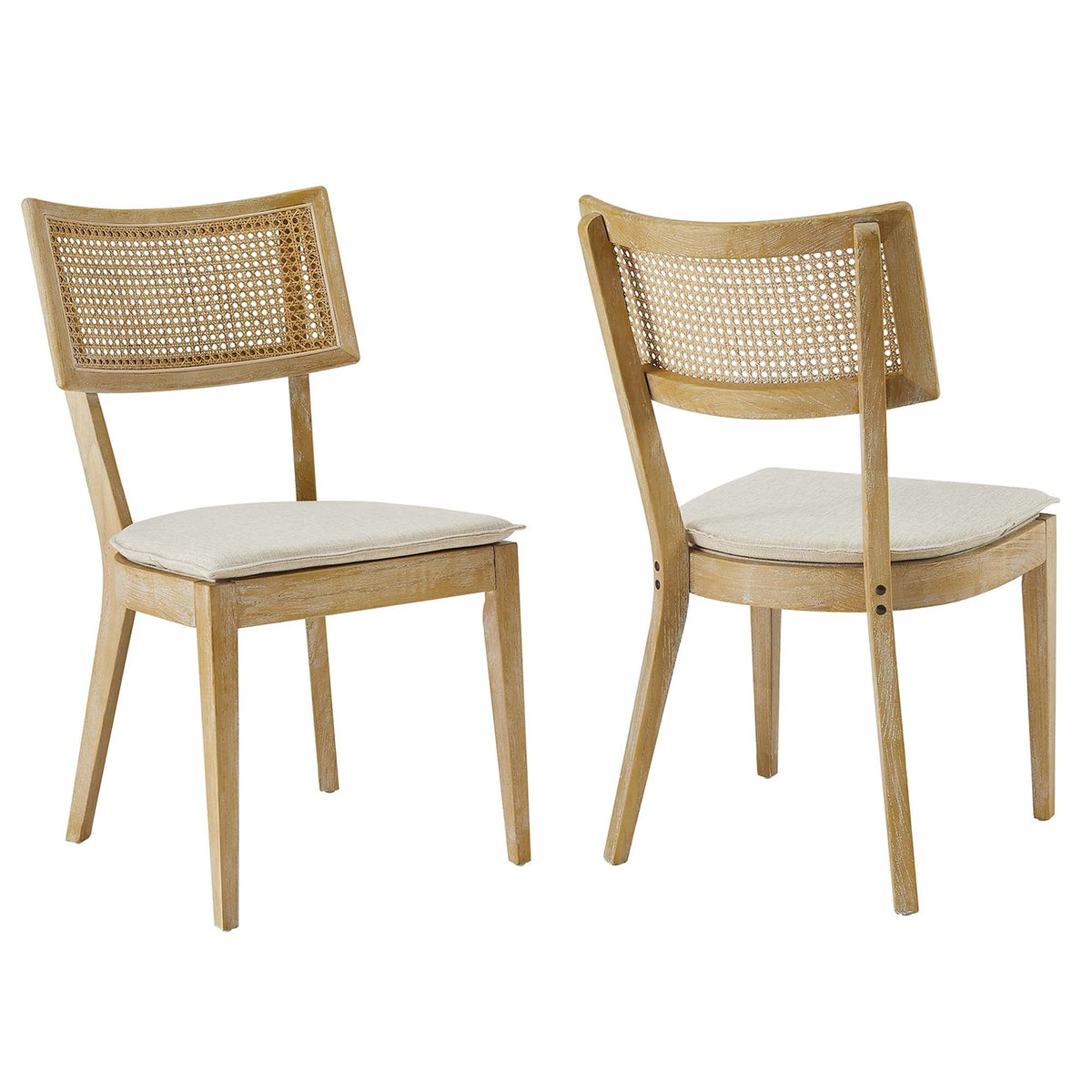 Caledonia Gray/Beige Fabric Upholstered Wood Dining Chair (Set of 2) - Ornate Home