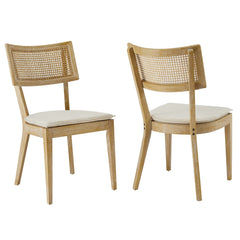 Caledonia Gray/Beige Fabric Upholstered Wood Dining Chair (Set of 2) - Ornate Home