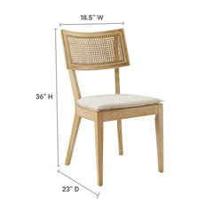 Caledonia Gray/Beige Fabric Upholstered Wood Dining Chair (Set of 2) - Ornate Home
