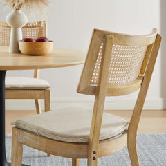 Caledonia Gray/Beige Fabric Upholstered Wood Dining Chair (Set of 2) - Ornate Home