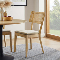 Caledonia Gray/Beige Fabric Upholstered Wood Dining Chair (Set of 2) - Ornate Home