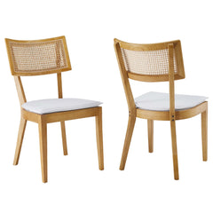 Caledonia Natural/White Fabric Upholstered Wood Dining Chair (Set of 2) - Ornate Home