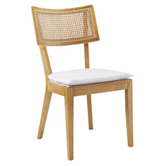 Caledonia Natural/White Fabric Upholstered Wood Dining Chair (Set of 2) - Ornate Home