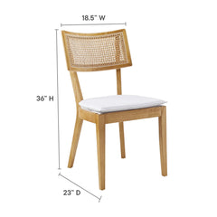 Caledonia Natural/White Fabric Upholstered Wood Dining Chair (Set of 2) - Ornate Home