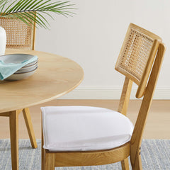 Caledonia Natural/White Fabric Upholstered Wood Dining Chair (Set of 2) - Ornate Home