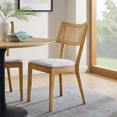 Caledonia Natural/White Fabric Upholstered Wood Dining Chair (Set of 2) - Ornate Home