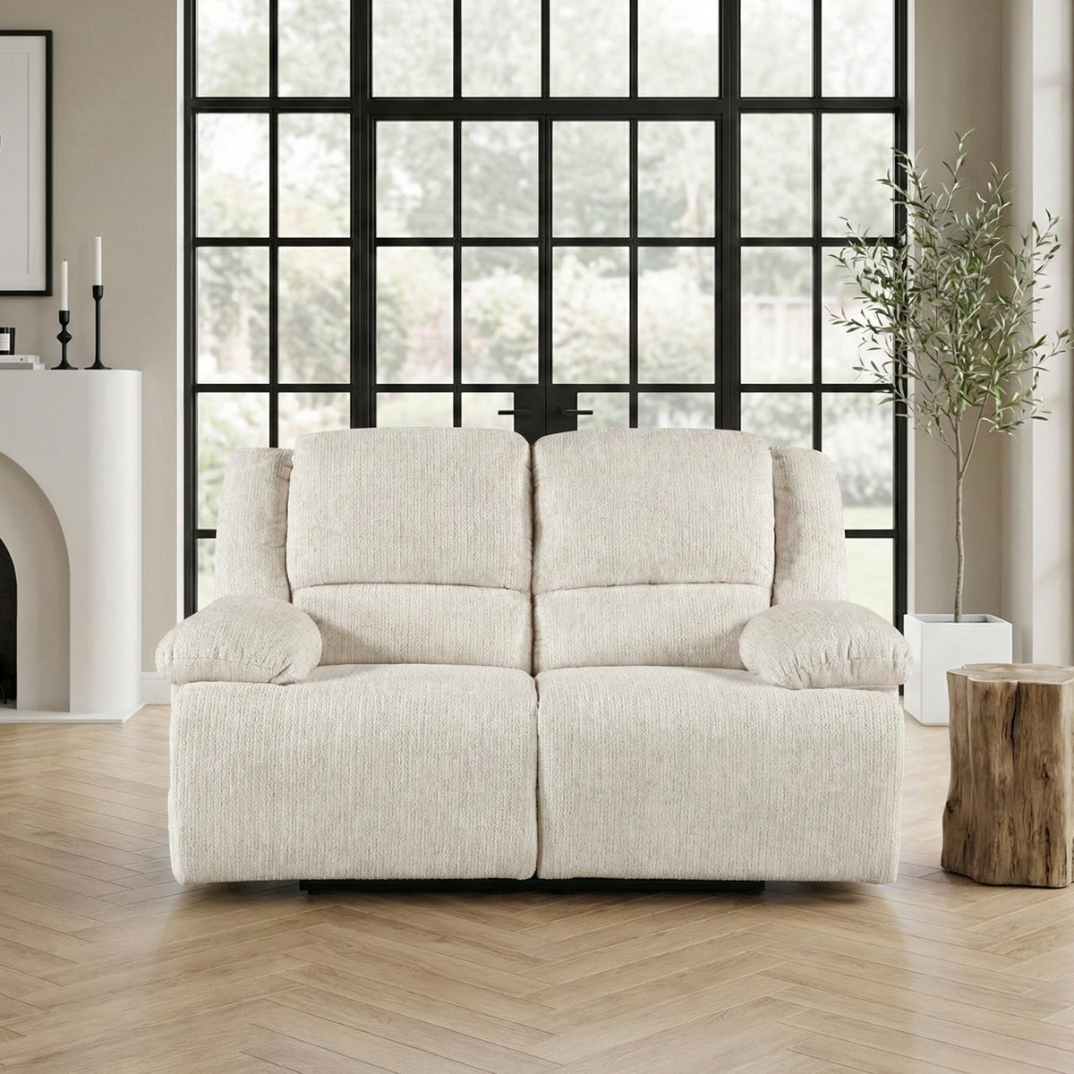 Caliber Beige Power Double Reclining Loveseat - Ornate Home