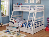 California Wire-Brushed White Twin/Full Bunk Bed w/ 2 Drawers - Ornate Home