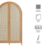Calista Natural 79" Tall Wide Rattan Arched Storage Cabinet - Ornate Home
