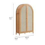 Calista Natural 79" Tall Wide Rattan Arched Storage Cabinet - Ornate Home