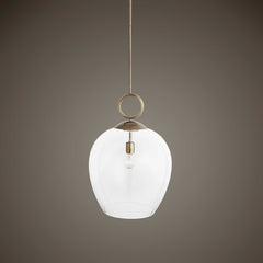 Calix Brass Large Blown Glass 1 Light Pendant - Ornate Home