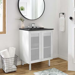 Calla Black/White 24" Perforated Metal Bathroom Vanity - Ornate Home