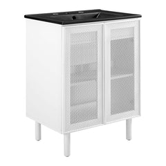 Calla Black/White 24" Perforated Metal Bathroom Vanity - Ornate Home