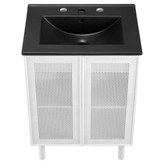 Calla Black/White 24" Perforated Metal Bathroom Vanity - Ornate Home
