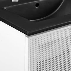 Calla Black/White 24" Perforated Metal Bathroom Vanity - Ornate Home